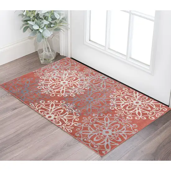 Ginger And Gray Medallion Power Loom Stain Resistant Area Rug Photo 1