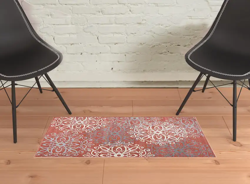 Ginger And Gray Medallion Power Loom Stain Resistant Area Rug Photo 7