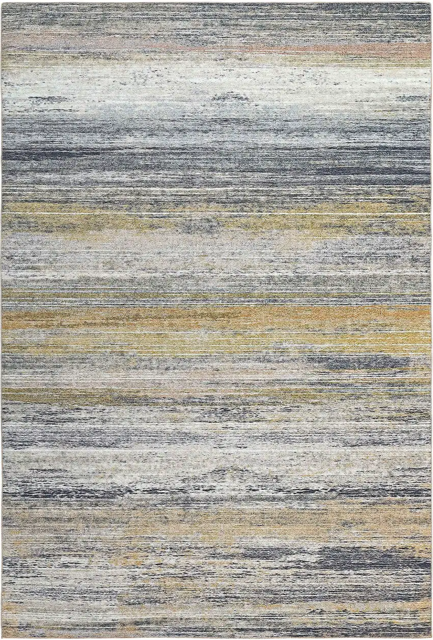 Gold Abstract Stain Resistant Area Rug Photo 5