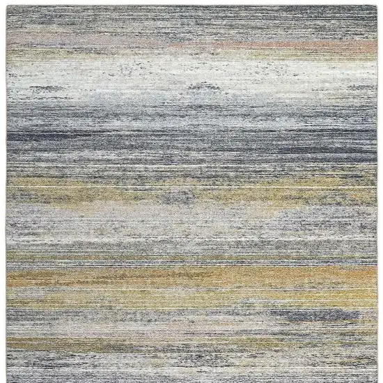 Blue Ivory and Gold Abstract Power Loom Area Rug Photo 5