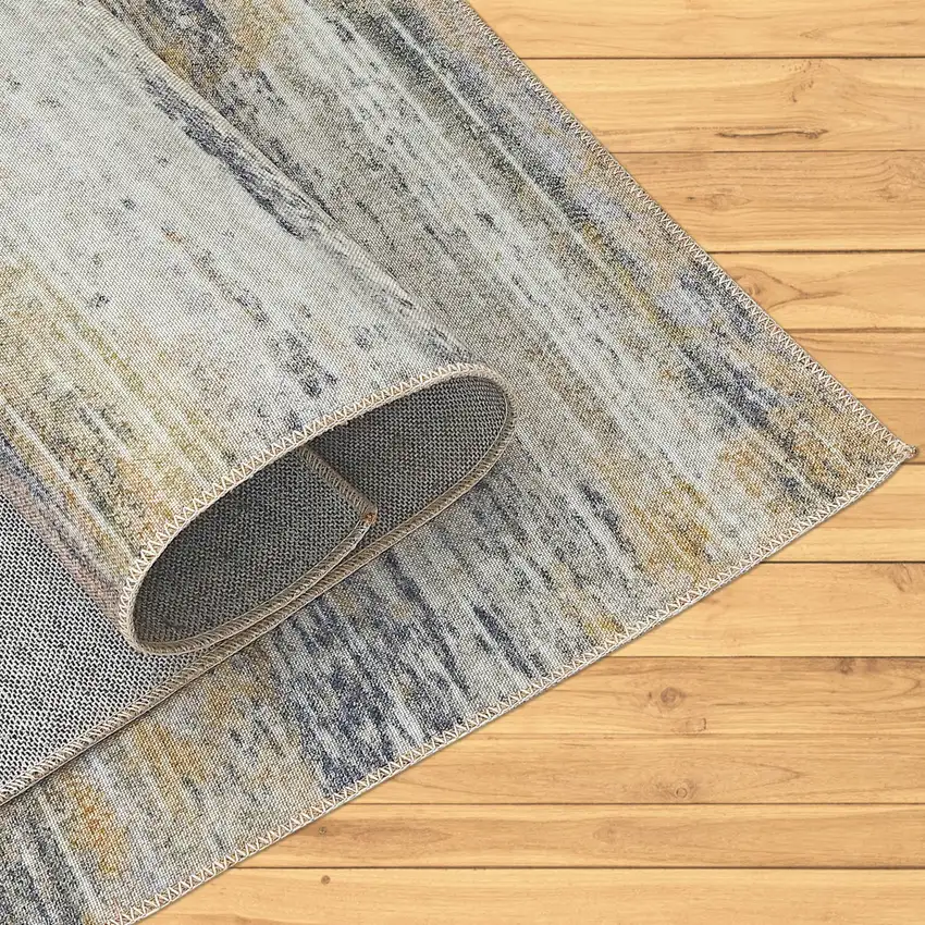 Gold Abstract Stain Resistant Area Rug Photo 7