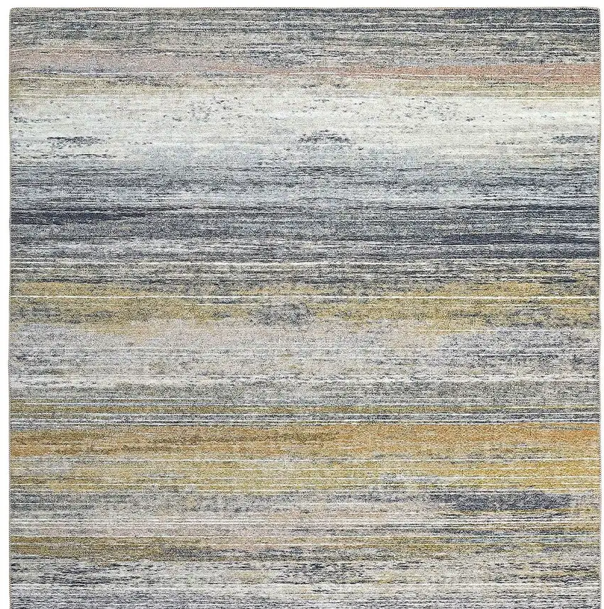 Gold Abstract Stain Resistant Area Rug Photo 4