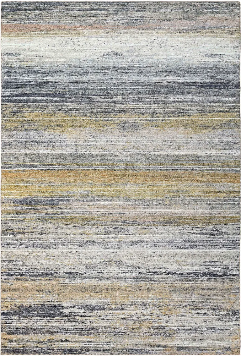 Gold Abstract Stain Resistant Area Rug Photo 3