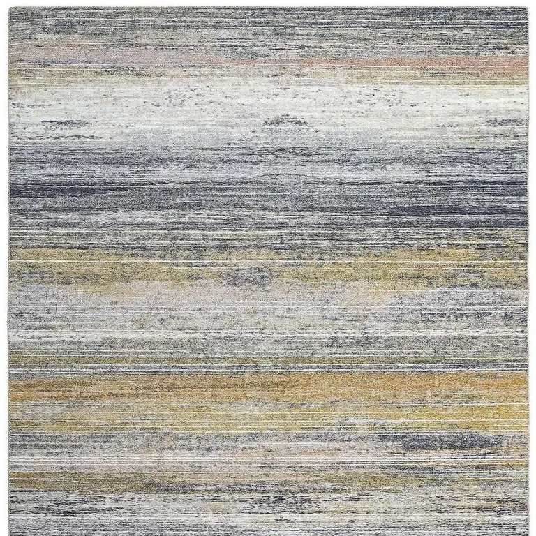 Gold Abstract Stain Resistant Area Rug Photo 5