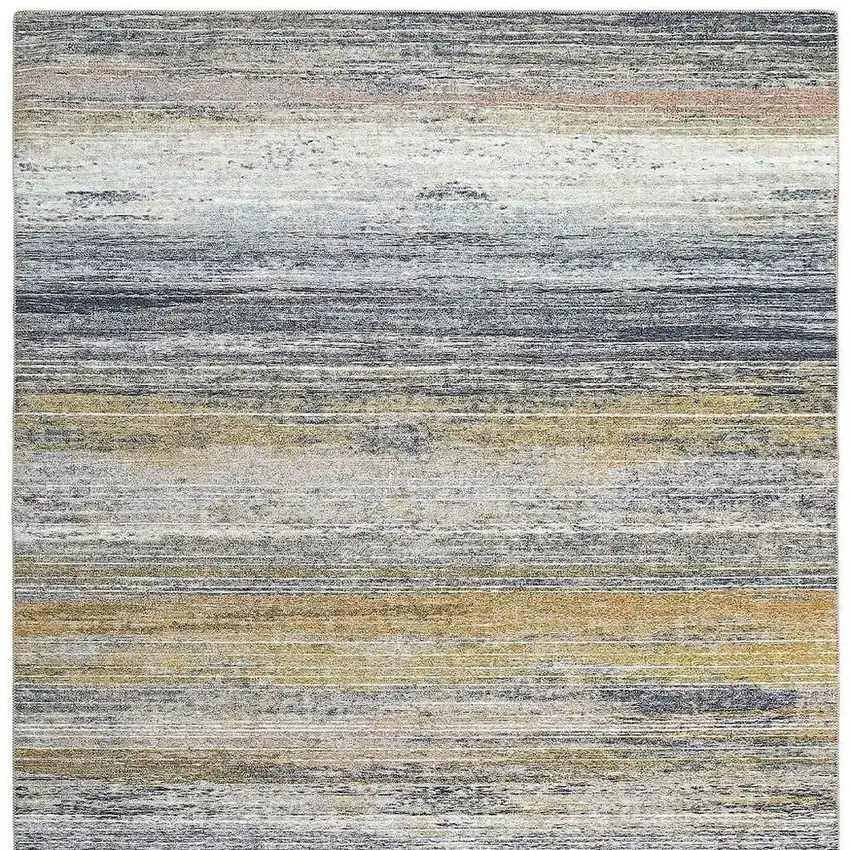 Gold Abstract Stain Resistant Area Rug Photo 4