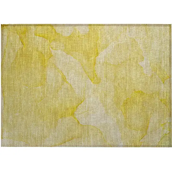 Gold Abstract Washable Non Skid Indoor Outdoor Area Rug Photo 2