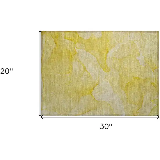 Gold Abstract Washable Non Skid Indoor Outdoor Area Rug Photo 8