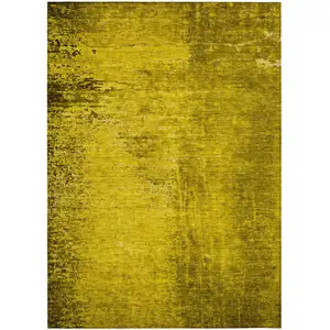 Photo of Gold Abstract Washable Non Skid Indoor Outdoor Area Rug