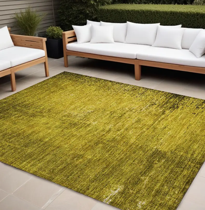 Gold Abstract Washable Non Skid Indoor Outdoor Area Rug Photo 1