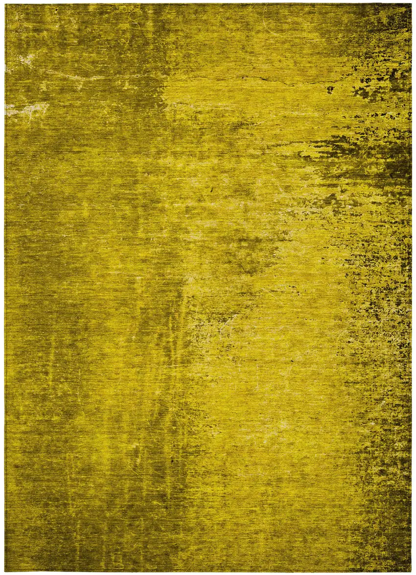 Gold Abstract Washable Non Skid Indoor Outdoor Area Rug Photo 5