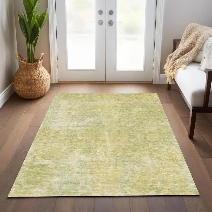 Gold Abstract Washable Non Skid Indoor Outdoor Area Rug Photo 9