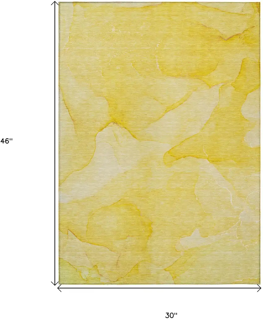 Gold Abstract Washable Non Skid Indoor Outdoor Area Rug Photo 3
