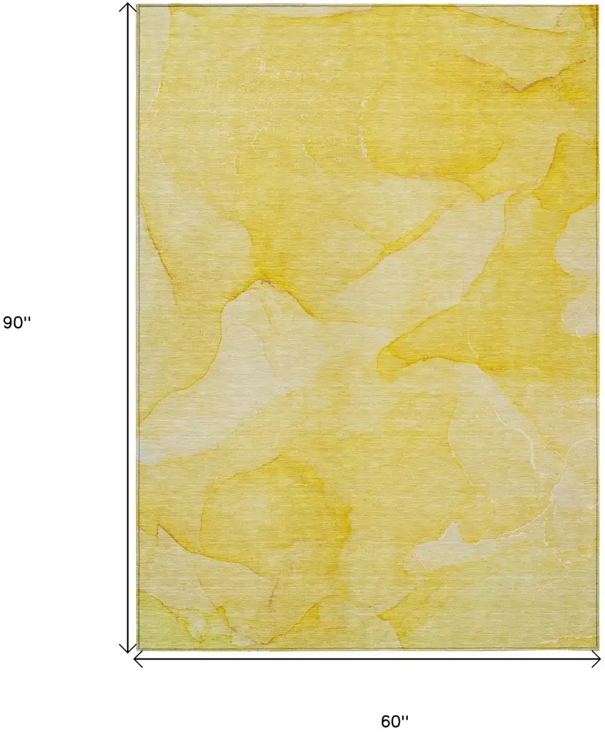 Gold Abstract Washable Non Skid Indoor Outdoor Area Rug Photo 3