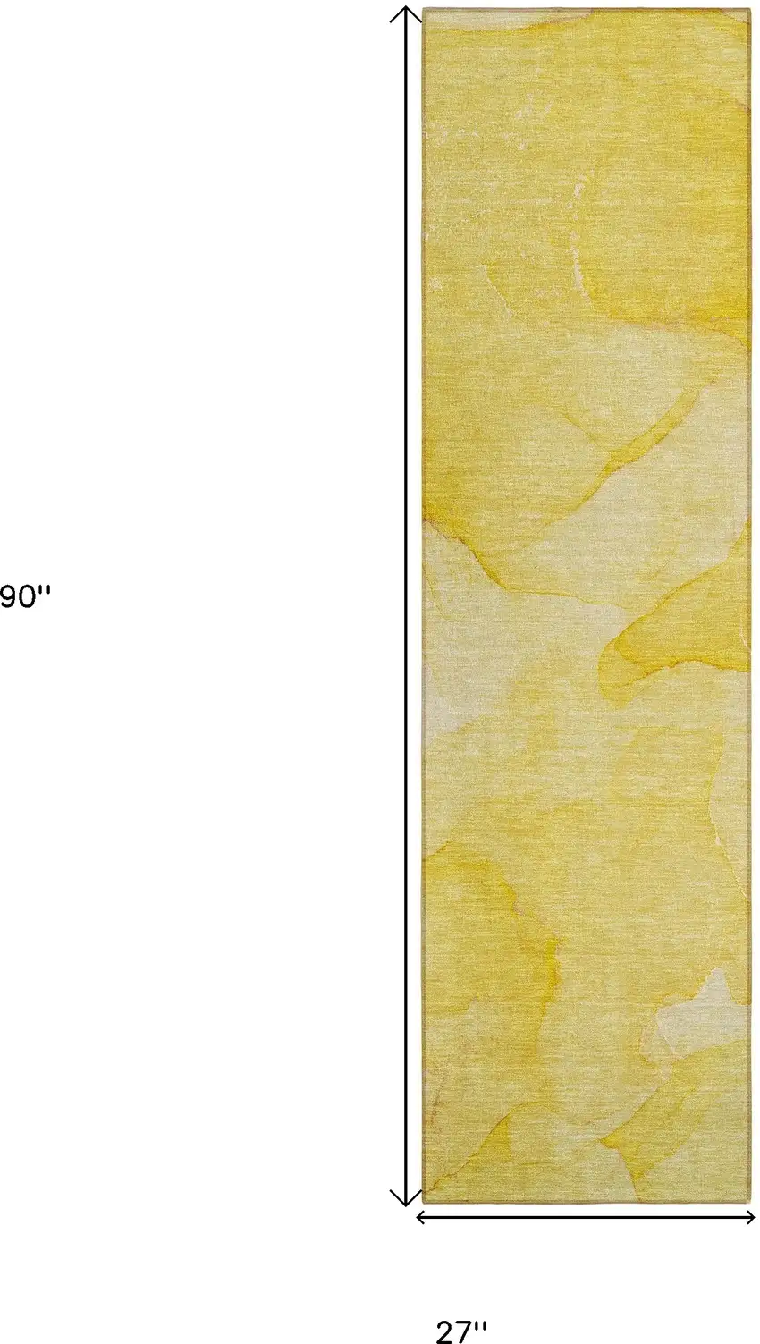Gold Abstract Washable Non Skid Indoor Outdoor Runner Rug Photo 8