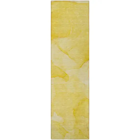 Gold Abstract Washable Non Skid Indoor Outdoor Runner Rug Photo 2