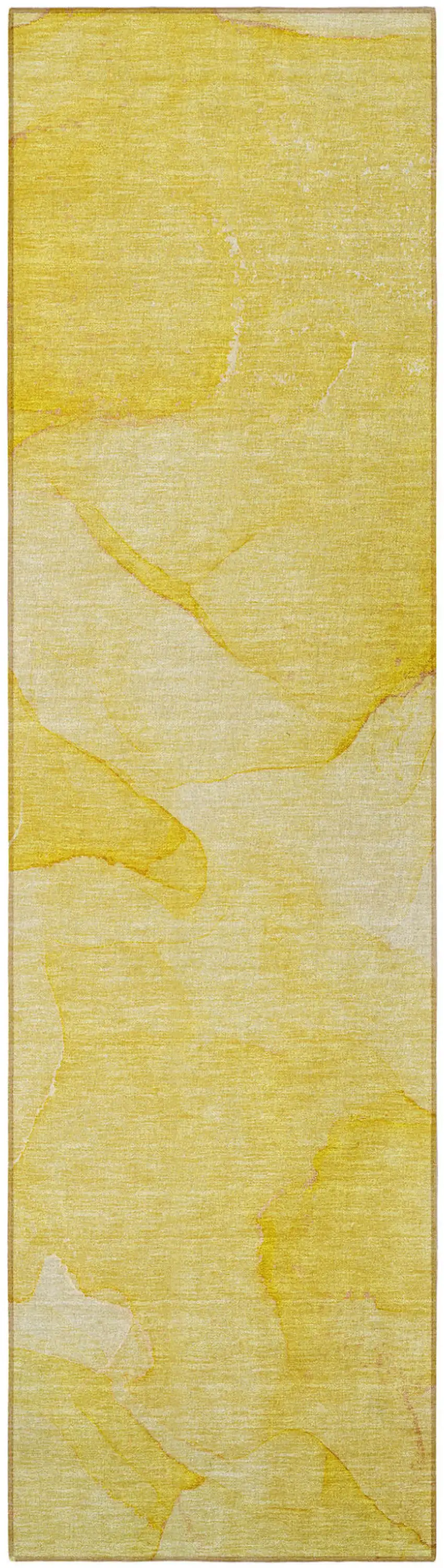 Gold Abstract Washable Non Skid Indoor Outdoor Runner Rug Photo 2