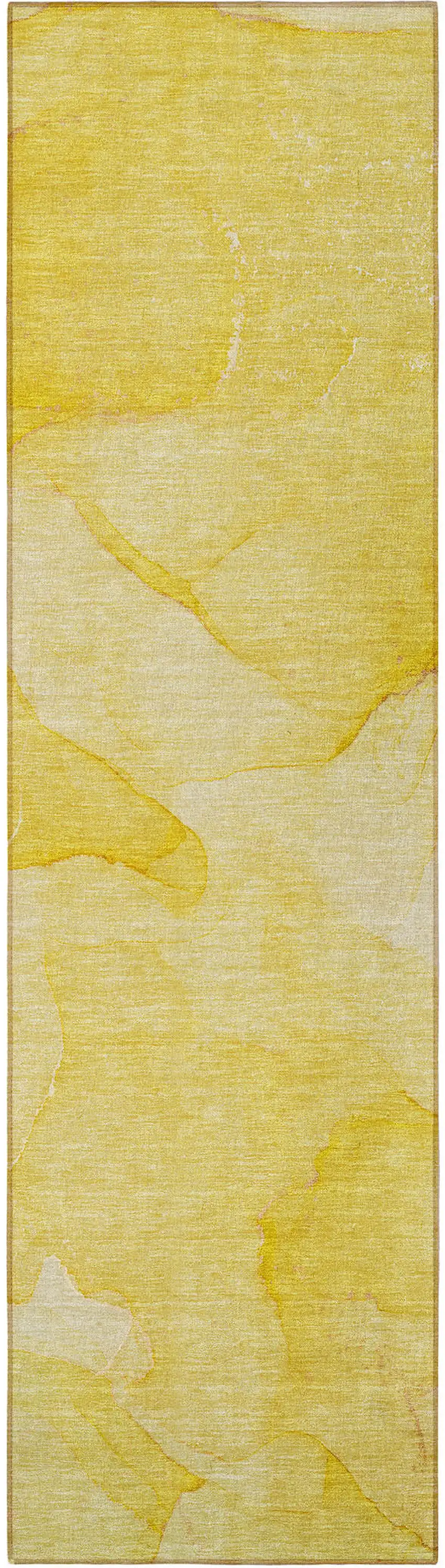 Gold Abstract Washable Non Skid Indoor Outdoor Runner Rug Photo 2