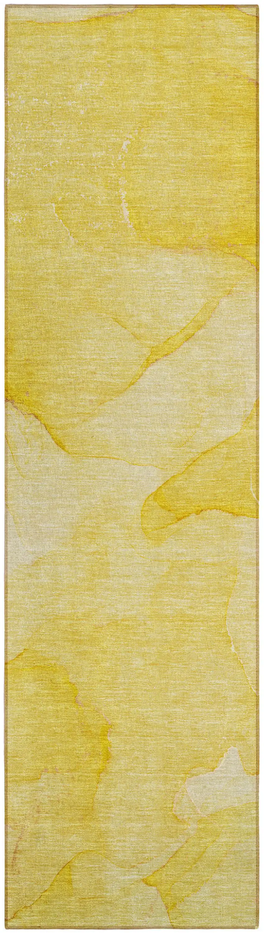 Gold Abstract Washable Non Skid Indoor Outdoor Runner Rug Photo 2