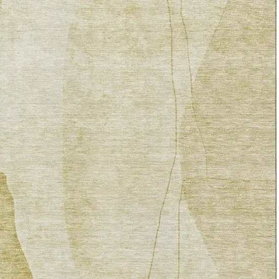 Gold And Beige Abstract Washable Area Rug With UV Protection Photo 5