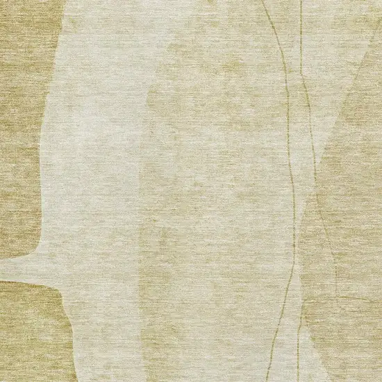 Gold And Beige Abstract Washable Area Rug With UV Protection Photo 4