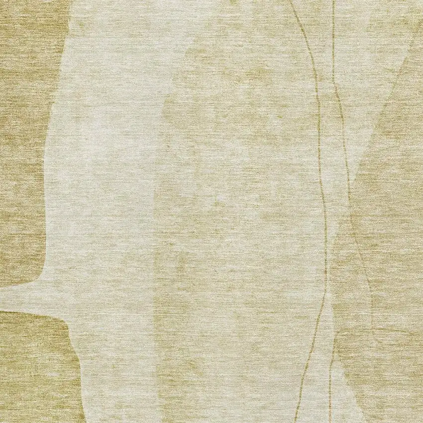 Gold And Beige Abstract Washable Area Rug With UV Protection Photo 4