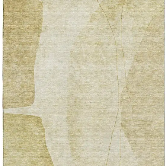 Gold And Beige Abstract Washable Area Rug With UV Protection Photo 5