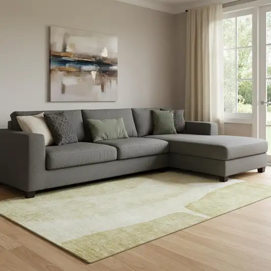 Gold And Beige Abstract Washable Area Rug With UV Protection Photo 1