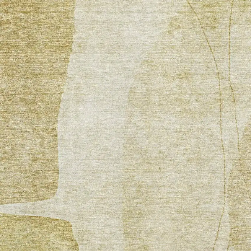 Gold And Beige Abstract Washable Area Rug With UV Protection Photo 4