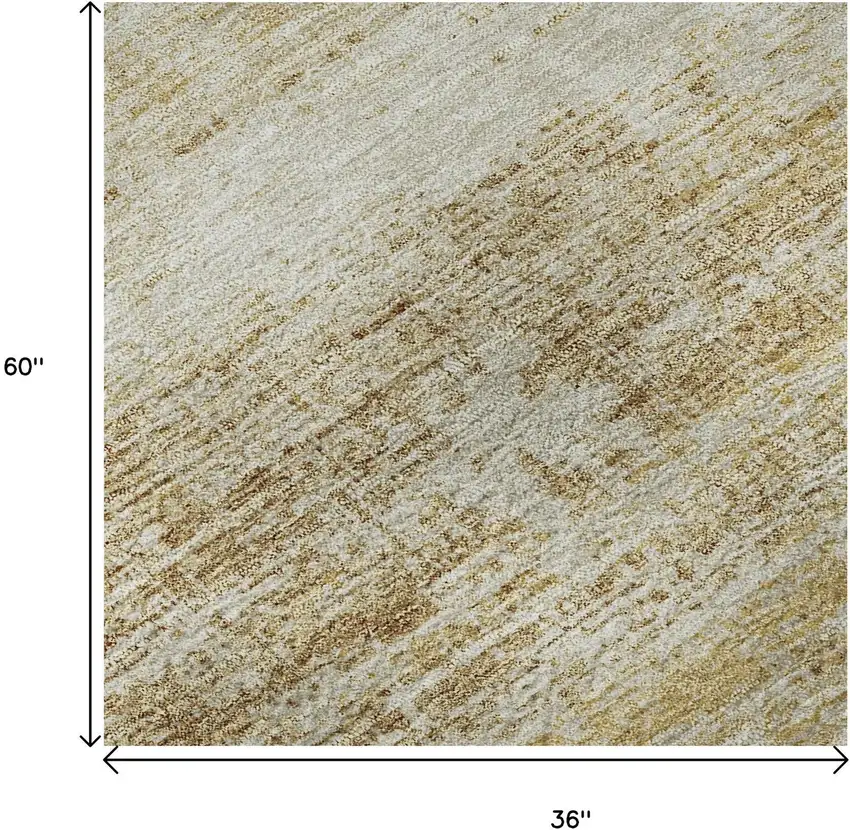Gold And Beige Abstract Washable Area Rug With UV Protection Photo 9