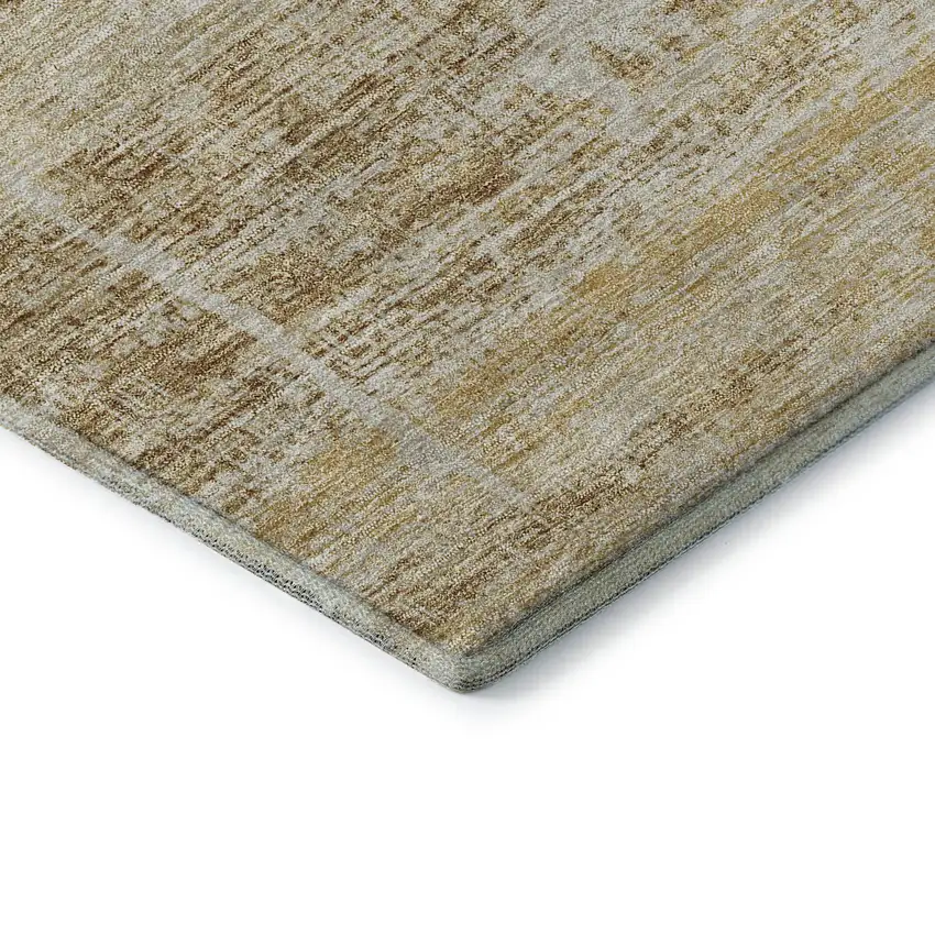 Gold And Beige Abstract Washable Area Rug With UV Protection Photo 7