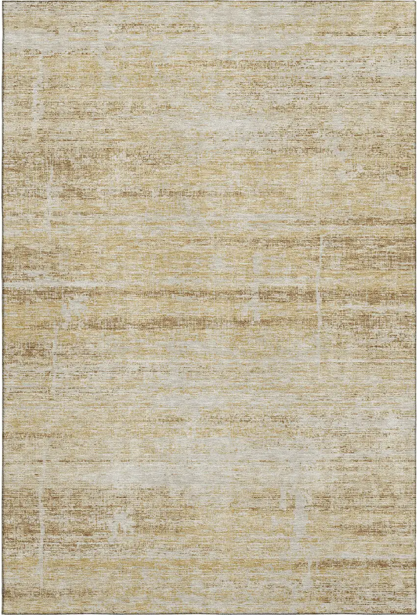 Gold And Beige Abstract Washable Area Rug With UV Protection Photo 5
