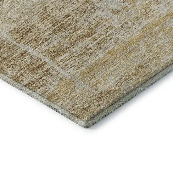 Gold And Beige Abstract Washable Area Rug With UV Protection Photo 8