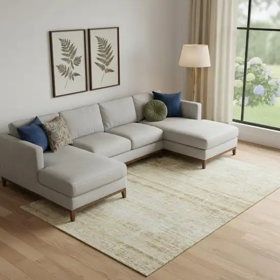 Gold And Beige Abstract Washable Area Rug With UV Protection Photo 1