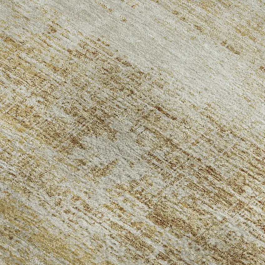Gold And Beige Abstract Washable Area Rug With UV Protection Photo 3