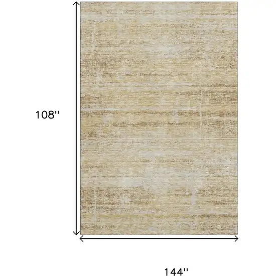 Gold And Beige Abstract Washable Area Rug With UV Protection Photo 3
