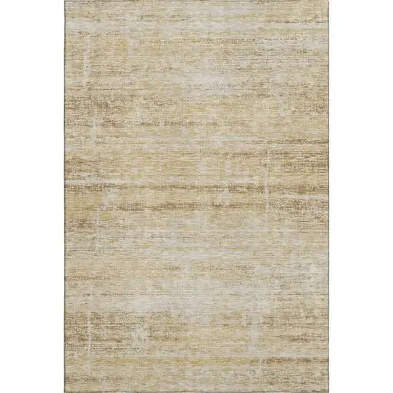 Gold And Beige Abstract Washable Area Rug With UV Protection Photo 6