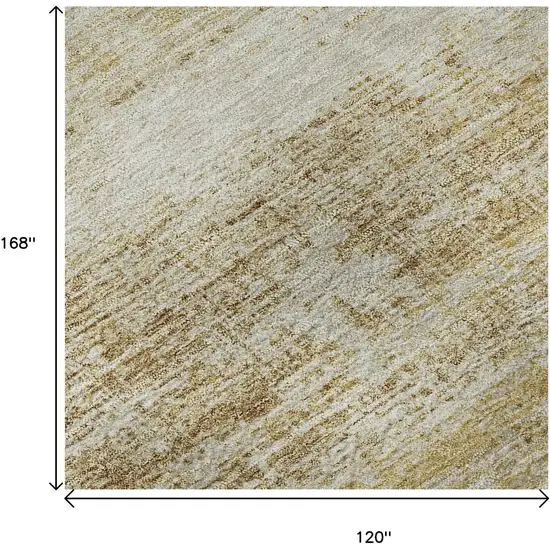 Gold And Beige Abstract Washable Area Rug With UV Protection Photo 9
