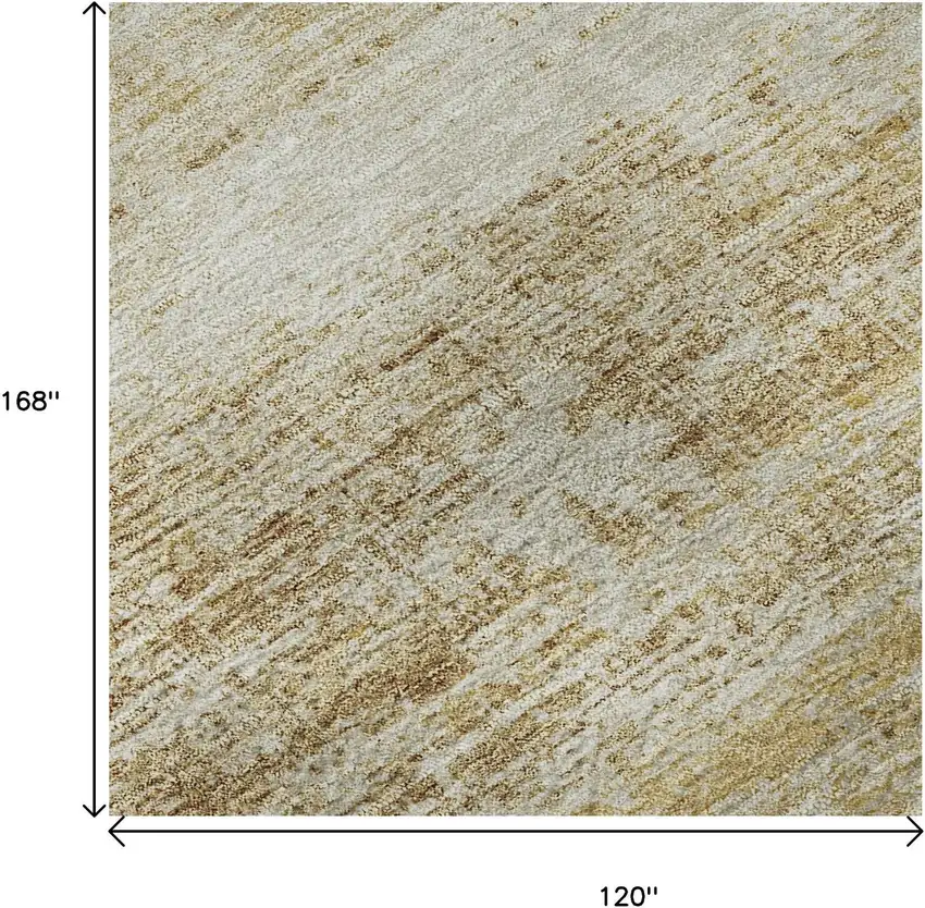 Gold And Beige Abstract Washable Area Rug With UV Protection Photo 9