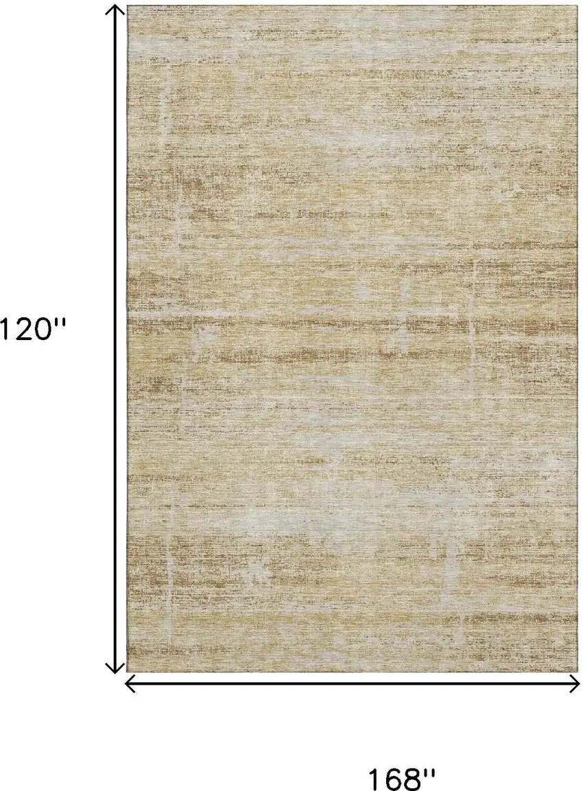 Gold And Beige Abstract Washable Area Rug With UV Protection Photo 3