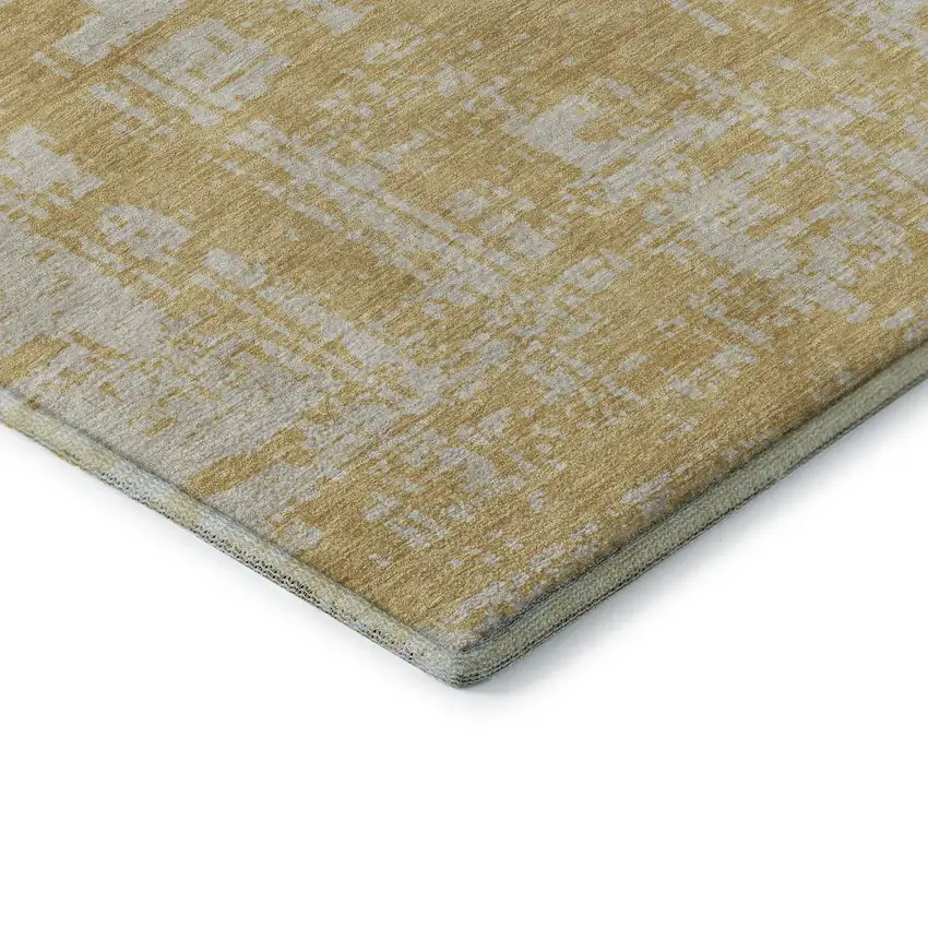 Gold And Beige Abstract Washable Area Rug With UV Protection Photo 8