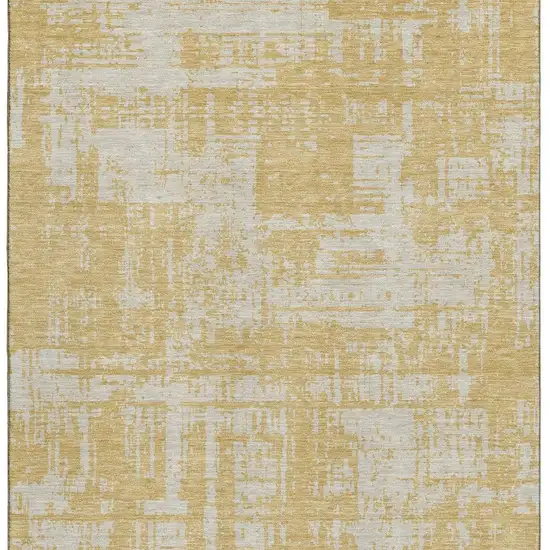 Gold And Beige Abstract Washable Area Rug With UV Protection Photo 3