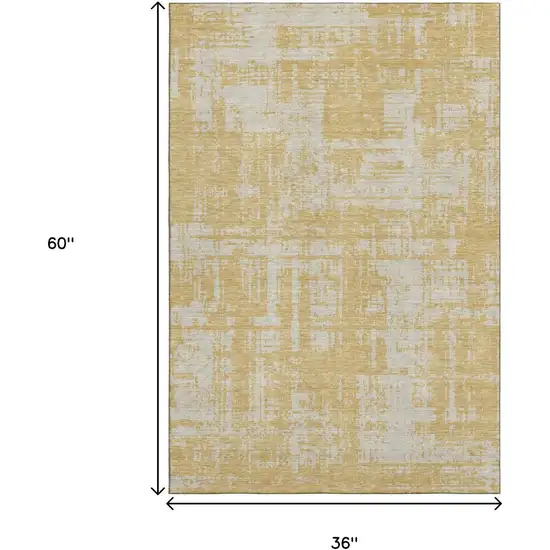 Gold And Beige Abstract Washable Area Rug With UV Protection Photo 3