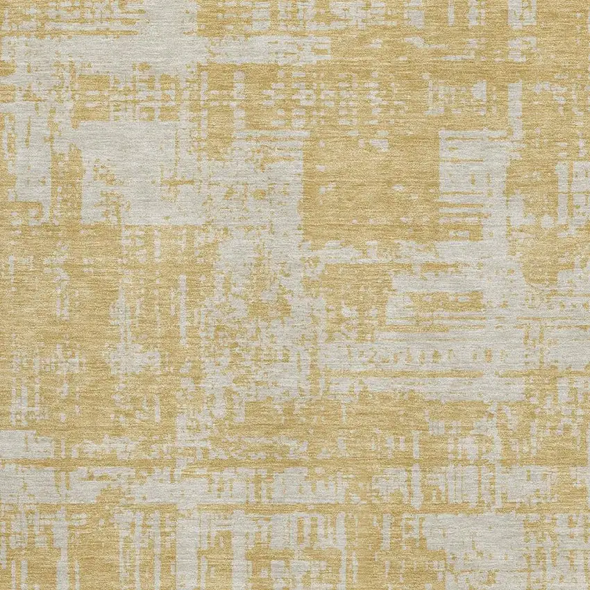 Gold And Beige Abstract Washable Area Rug With UV Protection Photo 3