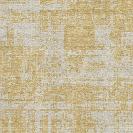 Gold And Beige Abstract Washable Area Rug With UV Protection Photo 3