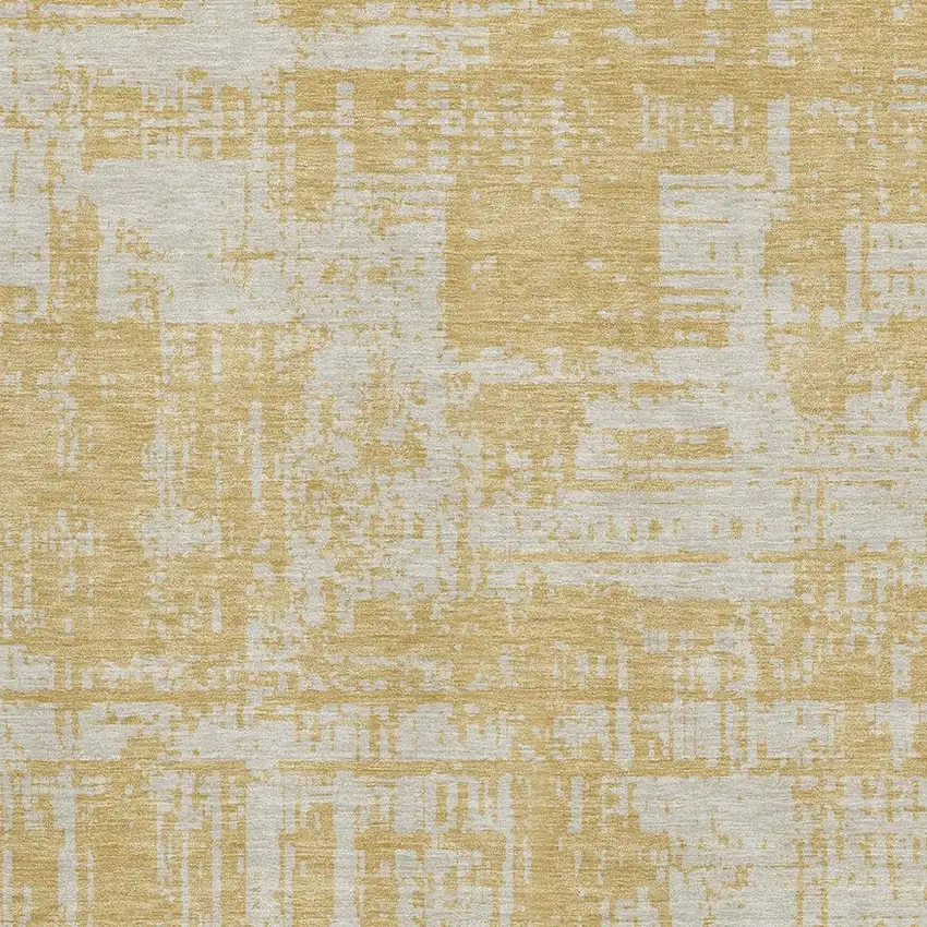 Gold And Beige Abstract Washable Area Rug With UV Protection Photo 3