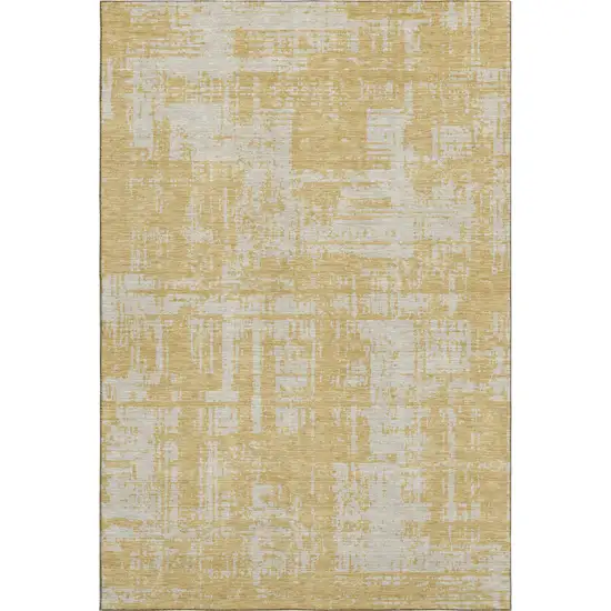 Gold And Beige Abstract Washable Area Rug With UV Protection Photo 1