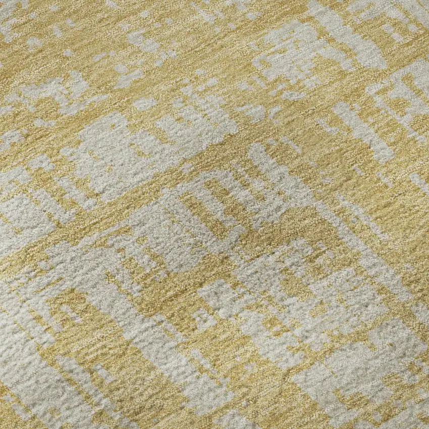 Gold And Beige Abstract Washable Area Rug With UV Protection Photo 9