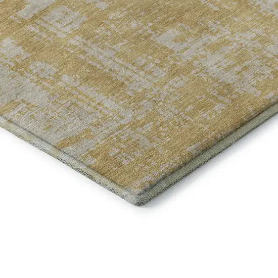 Gold And Beige Abstract Washable Area Rug With UV Protection Photo 7