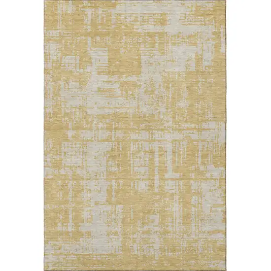 Gold And Beige Abstract Washable Area Rug With UV Protection Photo 3