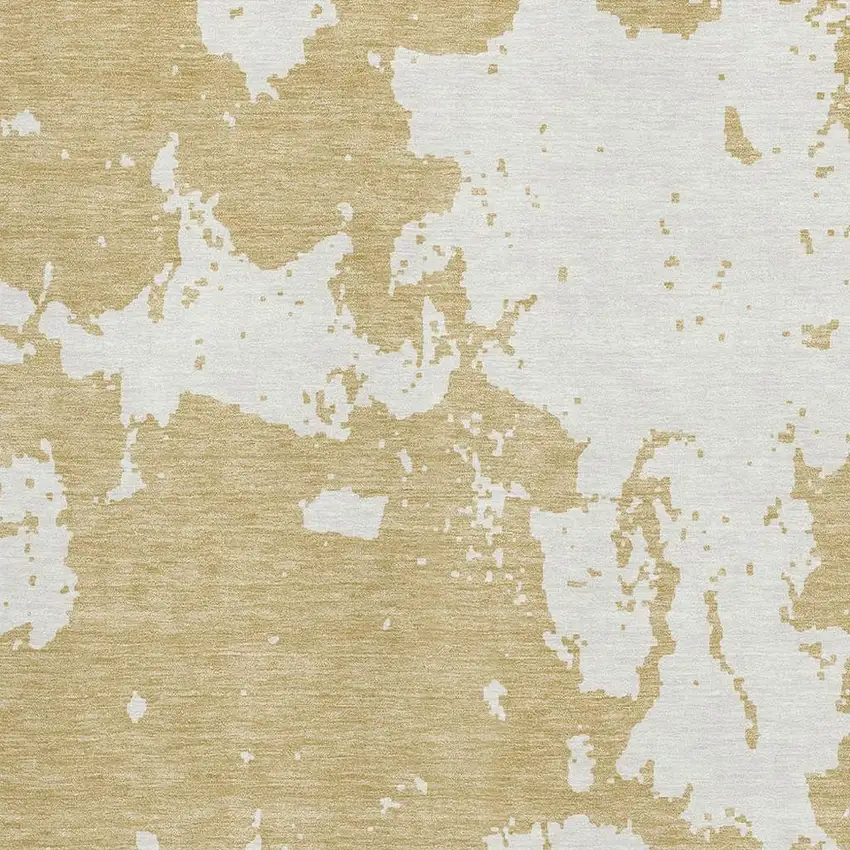 Gold And Beige Abstract Washable Area Rug With UV Protection Photo 3